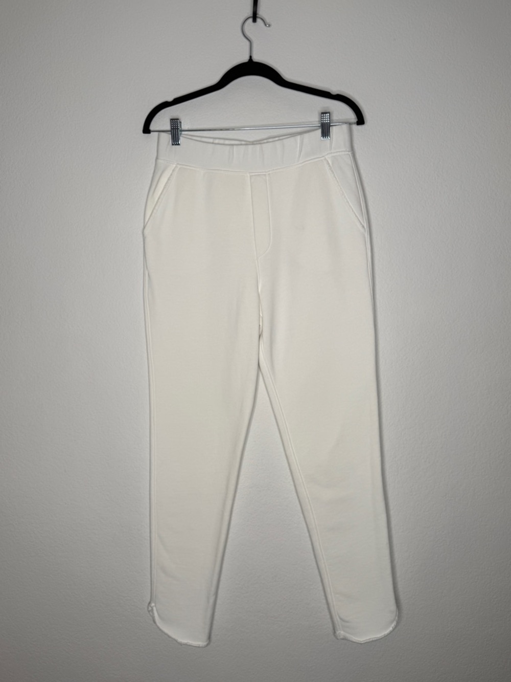 Frank & Eileen Tulip Ankle Sweat Pants White 100% Cotton Elastic Waist Size M